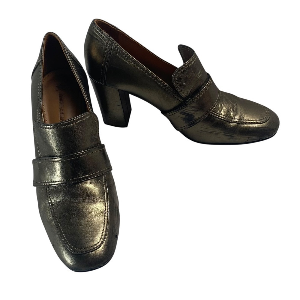 JOHNSTON & MURPHY Charlotte Heeled Loafer Bronze Leather metallic Size 8